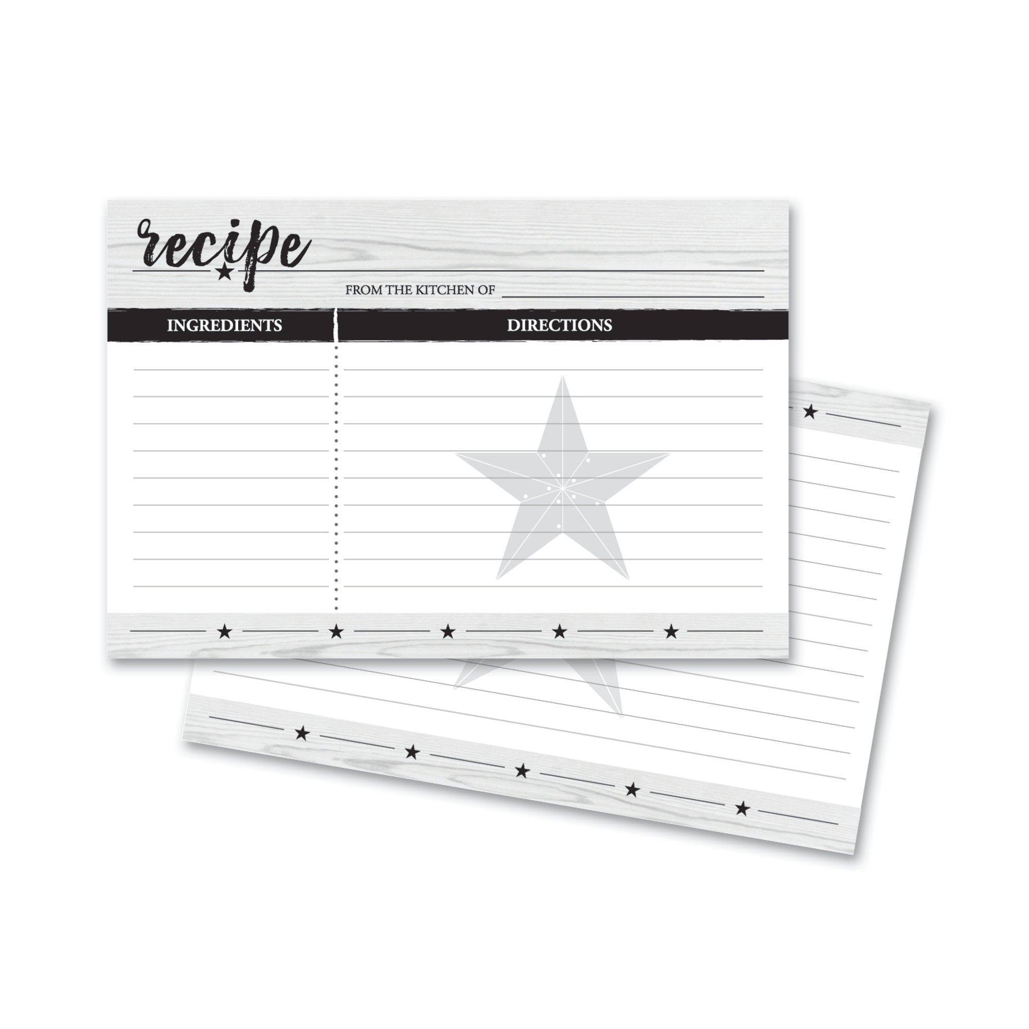 Personalized Black and White Recipe Cards / 50 Pack of Double Sided Recipe  Cards / 6 x 4 Custom Modern Farmhouse Recipe Cards